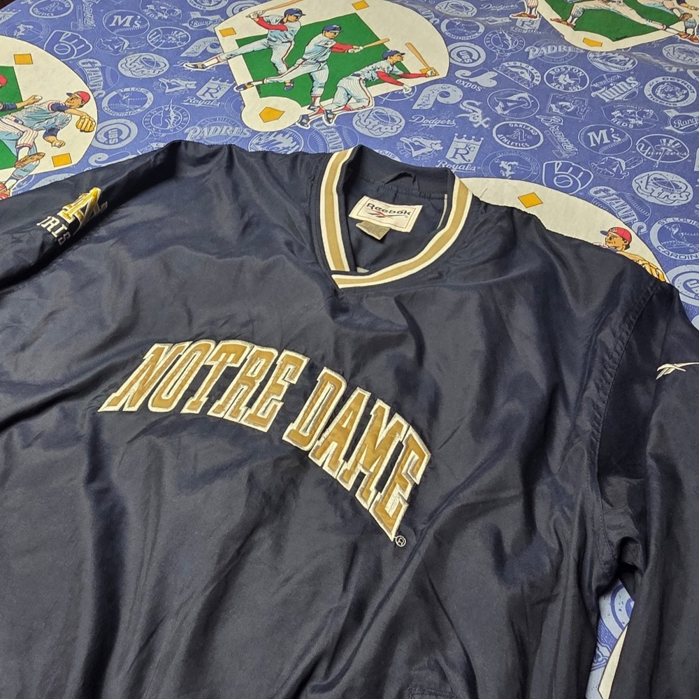 Vintage Notre Dame Fighting Irish Pullover Jacket Windbreaker Men XL Reebok NCAA